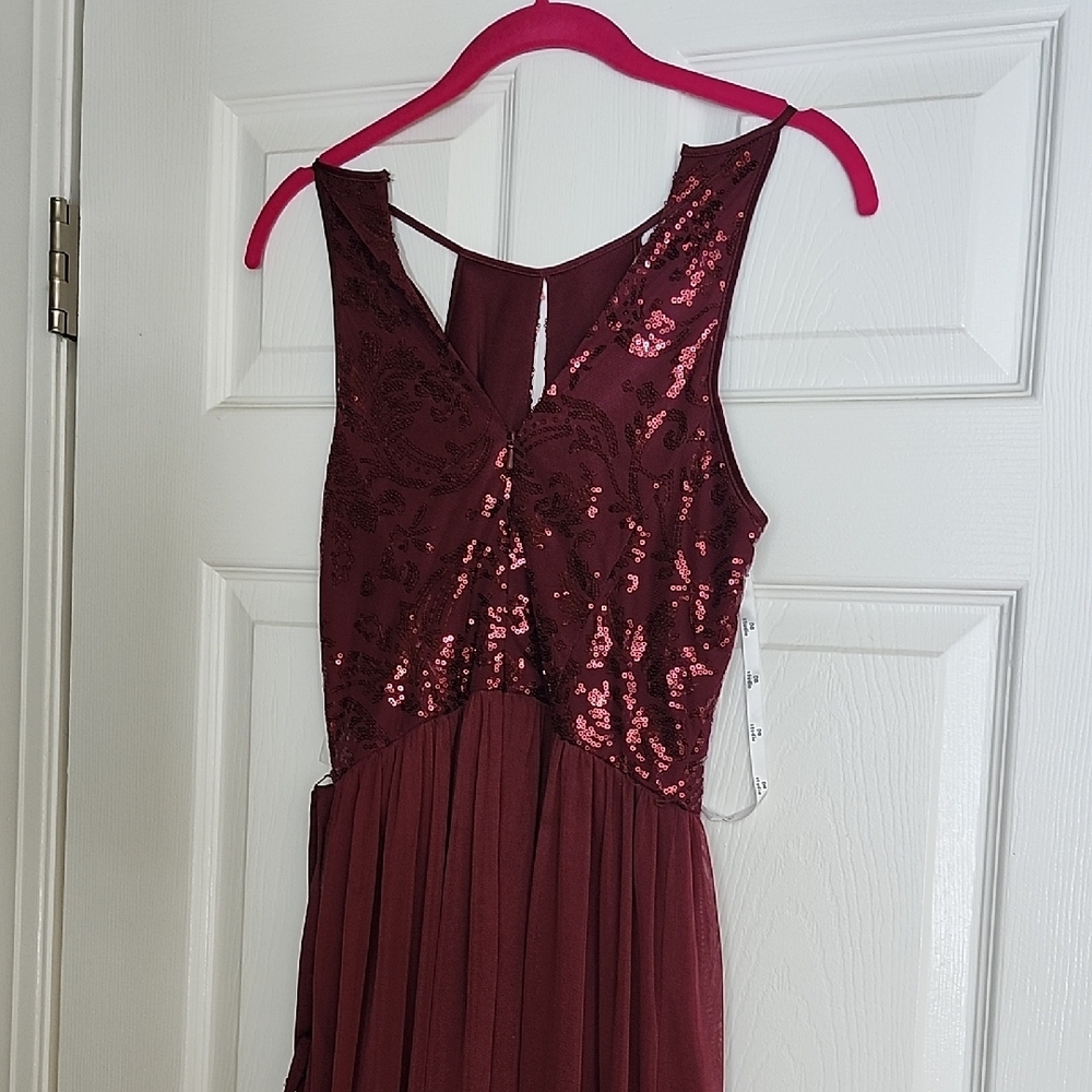 David's Bridal Burgundy Maxi Dress - Picture 8 of 11